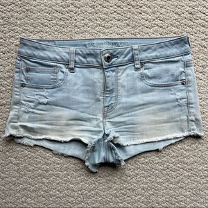American Eagle “Shortie” Jean Shorts - Low Rise, Light Wash - Size 8